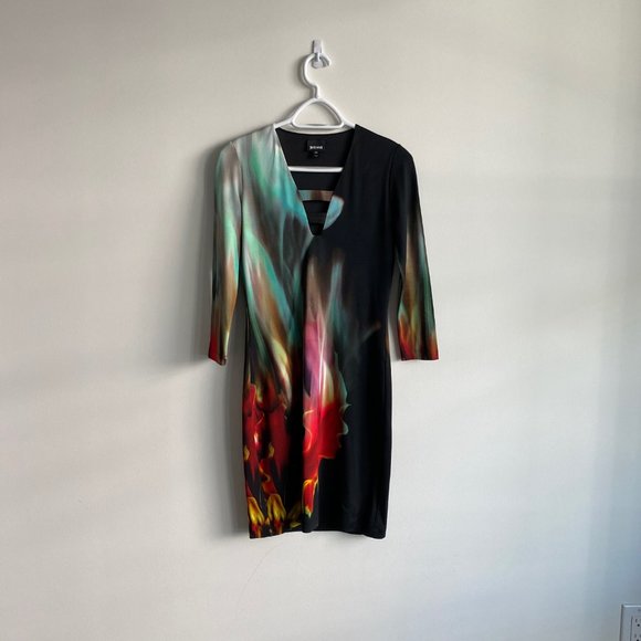 JUST CAVALLI Black Fire Design Dress - Picture 2 of 8